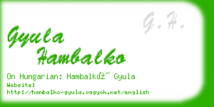 gyula hambalko business card